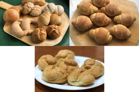 【超貴重な有機JAS認証パン】パンセット④+⑥+Sweets③：麦の栽培から一貫生産　自然栽培小麦のみ使用したパンセット+自然栽培小麦のみ使用したテーブルロール×8+シュークリーム×6