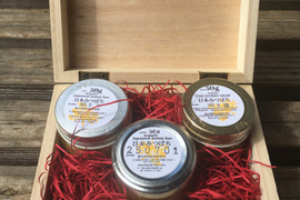 【夏ギフト】天然日本蜜蜂のハチミツ50g/3種set  【本物の蜂蜜をお探しの方是非】味比べセット　木箱入り　たれ蜜・花粉蜜・発酵蜜