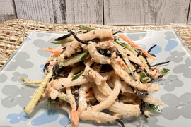 新玉ねぎとひじきのごまサラダ
