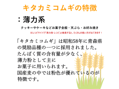 【栽培期間中農薬不散布】薄力粉 400g 青森県産単一品「キタカミコムギ」100％使用 日本の小麦 メール便 国産小麦 国産小麦粉